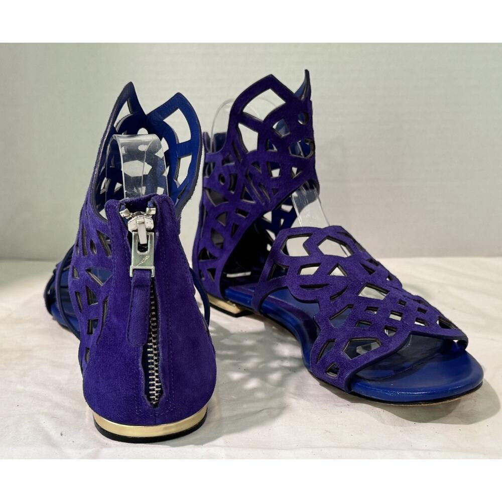 Brian Atwood Womens Suede Cutout Detail Gladiator Sandals Blue Size 8